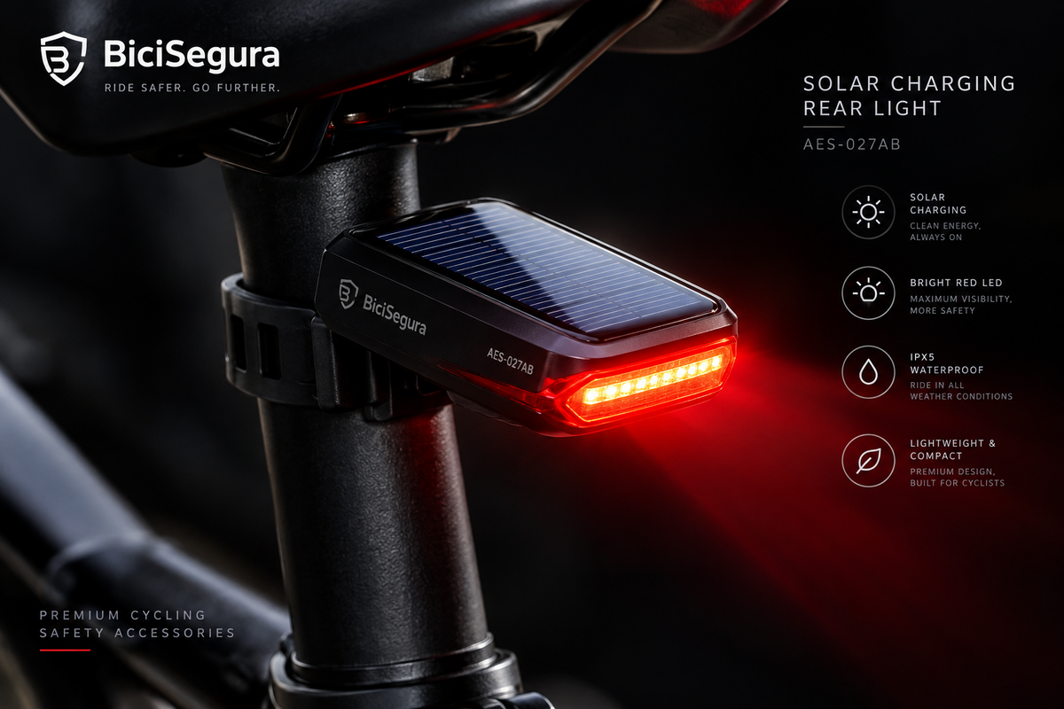 Luz trasera con carga solar: conoce la AES-027AB de BiciSegura