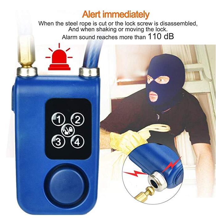 Candado  con cable de acero y Alarma